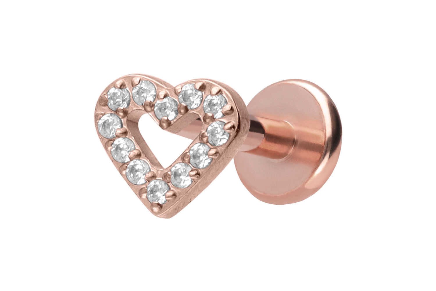 Titan Labret Piercing mit Push Fit KRISTALLHERZ